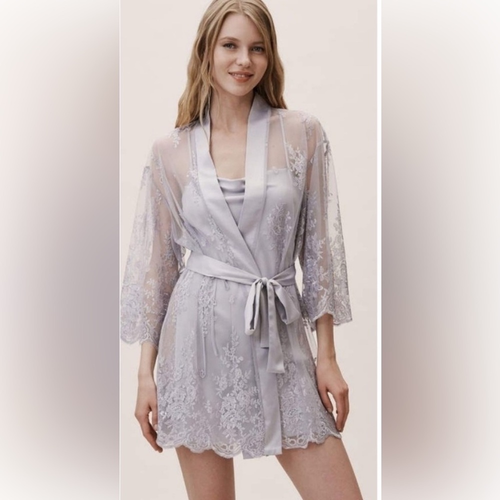 BHLDN NEW Rya Collection Darling cover up lace robe, Winter White